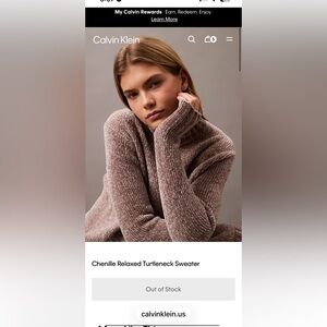 Calvin Klein Chenille Relaxed Turtleneck Sweater size xs nwot